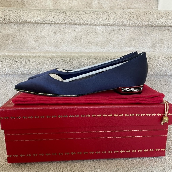 Rene Caovilla ballerina satin crystal embellished flats 37 7 - Picture 3 of 9